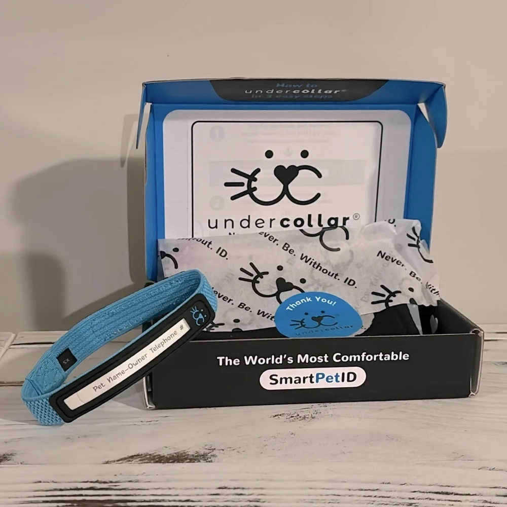 NIB GPS Pet Undercollar Stretch QR Code ID Collar & Name Tag W/ GPS Track Alerts